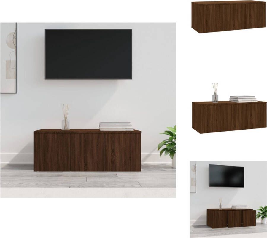 VidaXL Tv-kast Tv-kasten Tv-meubel Hifi-meubel Tv-meubel 80x34x30 cm bewerkt hout bruineikenkleurig - Foto 2