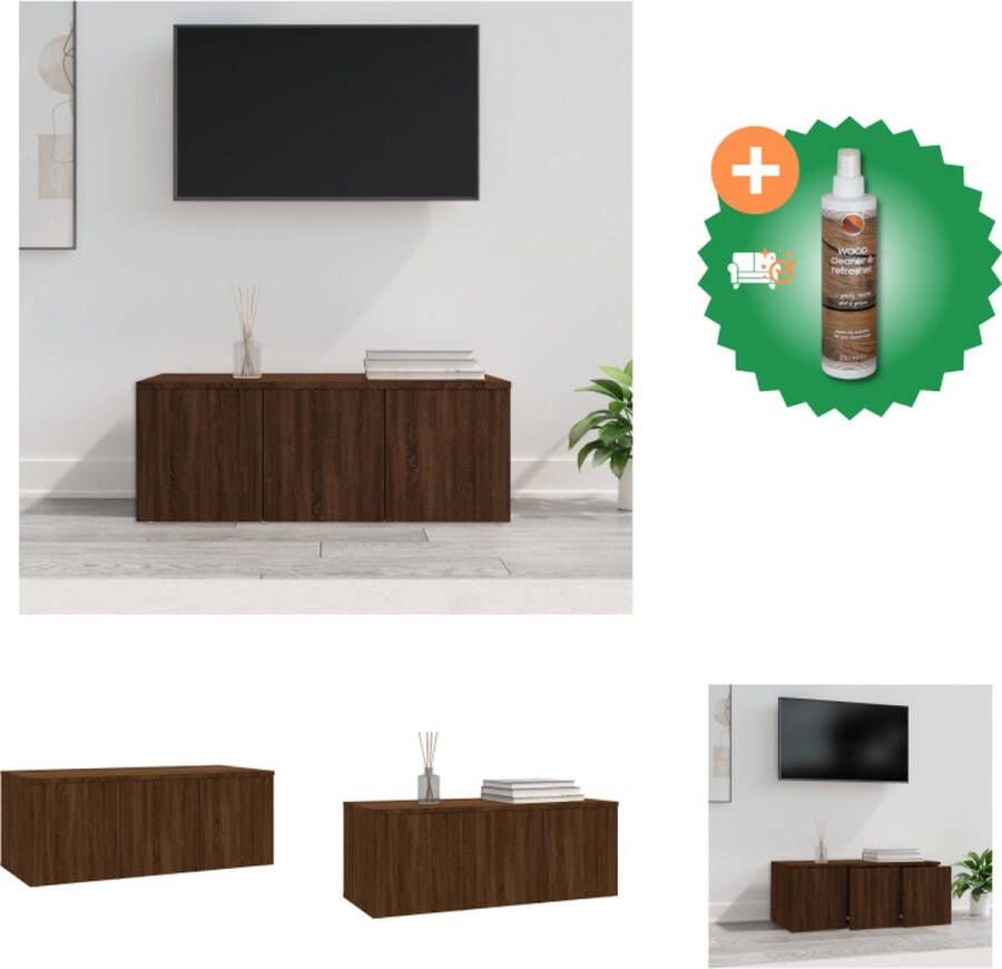VidaXL Tv-meubel 80x34x30 cm bewerkt hout bruineikenkleurig Kast Inclusief Houtreiniger en verfrisser
