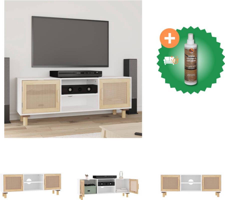 VidaXL TV-kast Classic 105 x 30 x 40 cm Bewerkt hout grenenhout rattan Kast Inclusief Houtreiniger en verfrisser