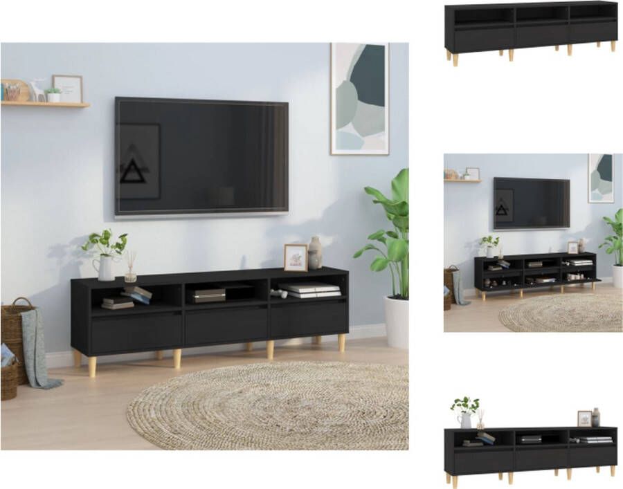 VidaXL TV-kast Classic 150x30x44.5 cm zwart hout Veel opbergruimte duurzaam materiaal Weergavefunctie Montage vereist Kast