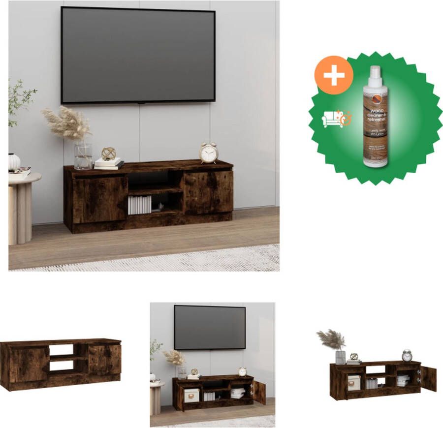 VidaXL Tv-meubel met deur 102x30x36 cm gerookt eikenkleurig Kast Inclusief Houtreiniger en verfrisser