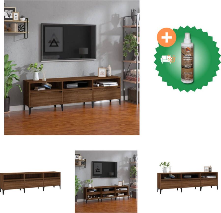 VidaXL TV-kast Classic Meubel 150x30x44.5 cm Bruineiken Kast Inclusief Houtreiniger en verfrisser