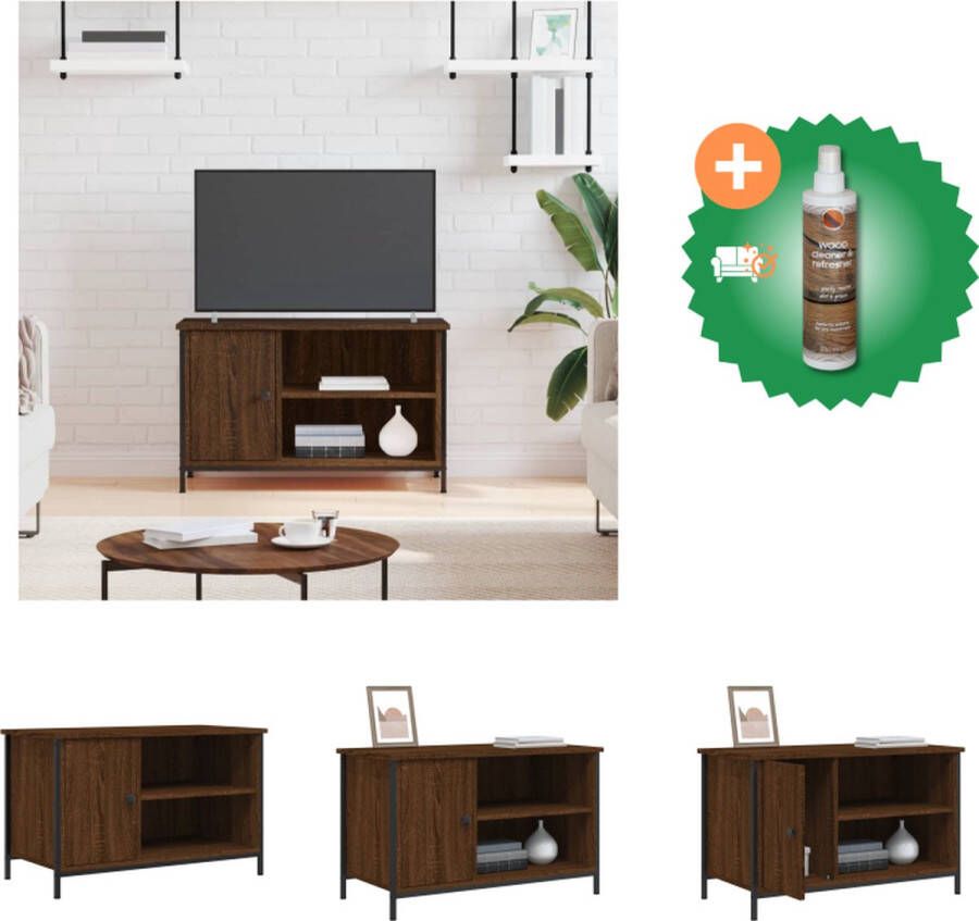 VidaXL Tv-meubel 80x40x50 cm bewerkt hout bruineikenkleurig Kast Inclusief Houtreiniger en verfrisser