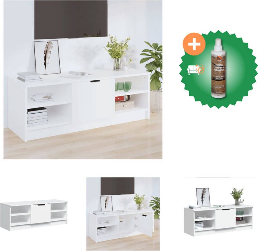 VidaXL TV-kast Classic Opbergruimte 102 x 35.5 x 36.5 cm Wit Kast Inclusief Houtreiniger en verfrisser