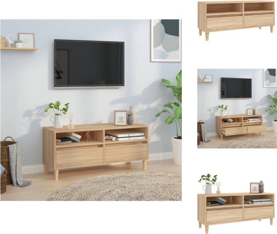 vidaXL TV-kast Classic Sonoma eiken 100 x 34.5 x 44.5 cm Duurzaam hout Veel opbergruimte Kast