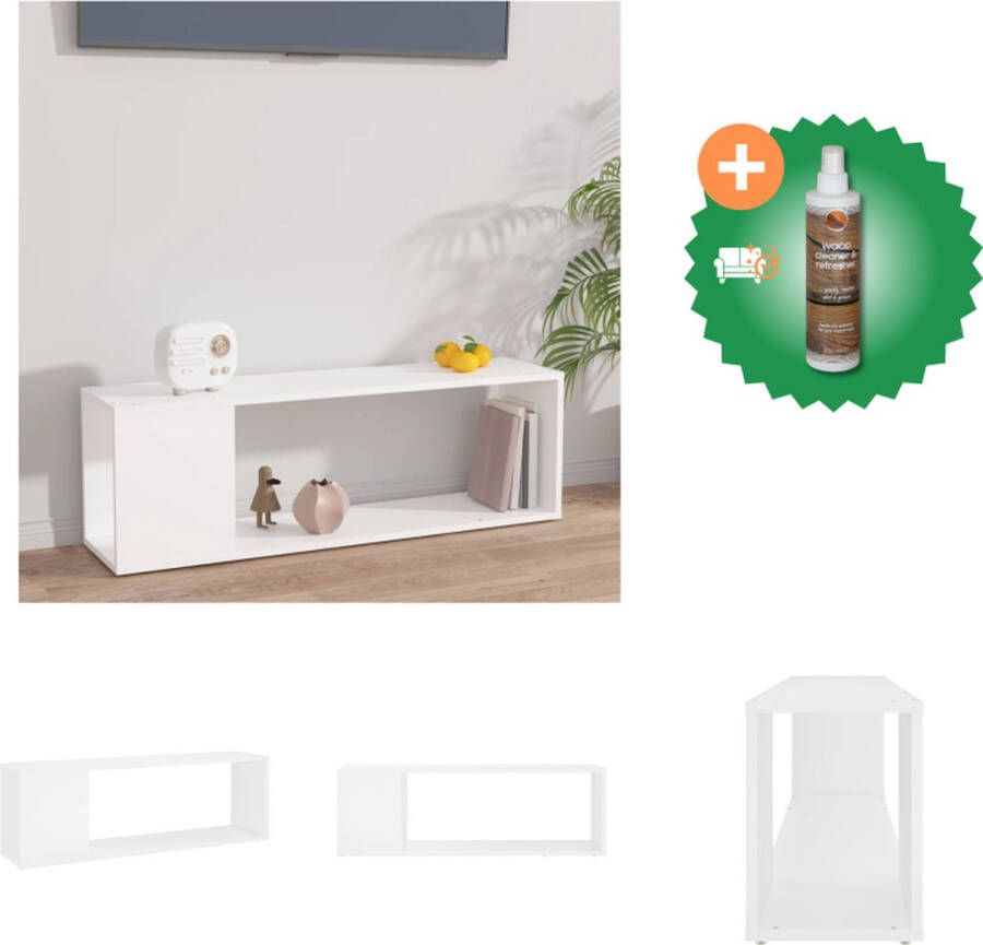 VidaXL Tv-kast Classic Tv-meubel 100x24x32 cm Wit Kast Inclusief Houtreiniger en verfrisser