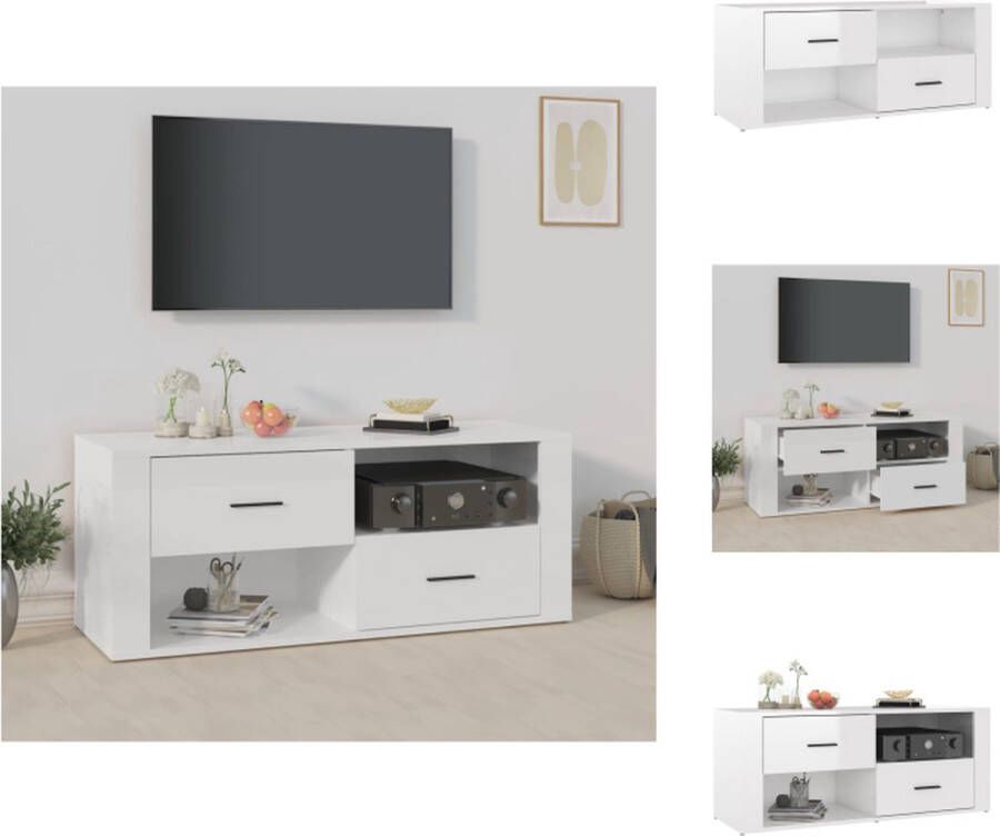 VidaXL Tv-meubel Tv-meubels Tv-standaard Tv Unit Tv-meubel 100x35x40 cm bewerkt hout hoogglans wit