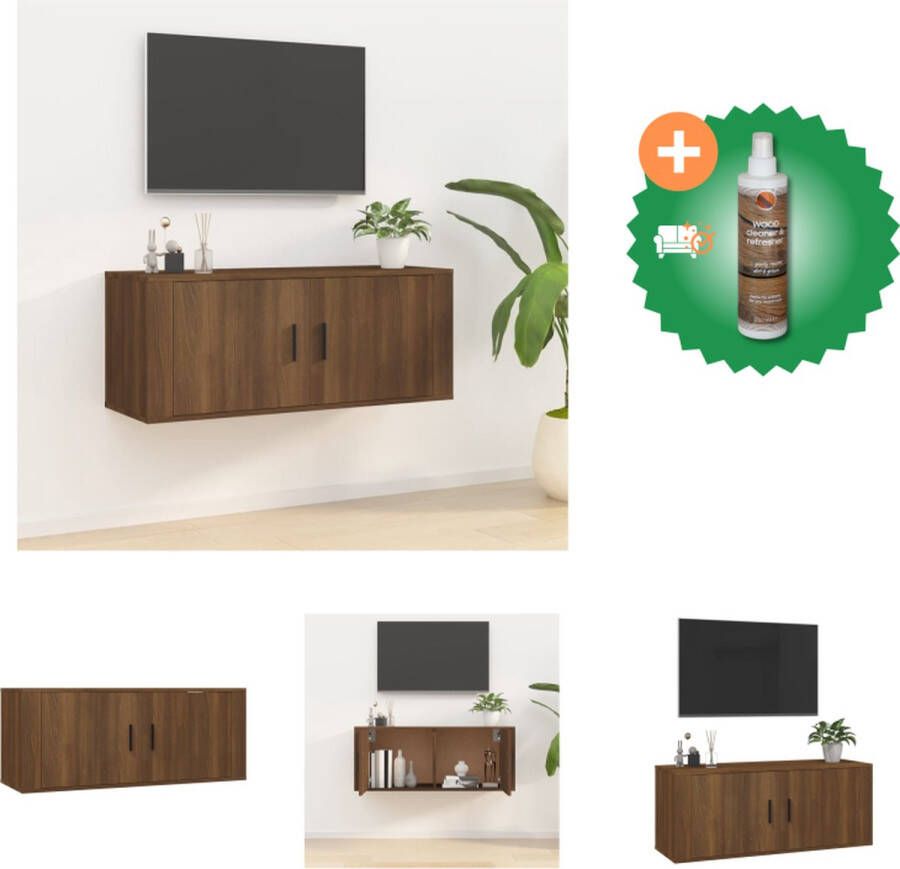 VidaXL TV-kast Classic Wandmeubel 100x34.5x40 cm Bruineiken Kast Inclusief Houtreiniger en verfrisser