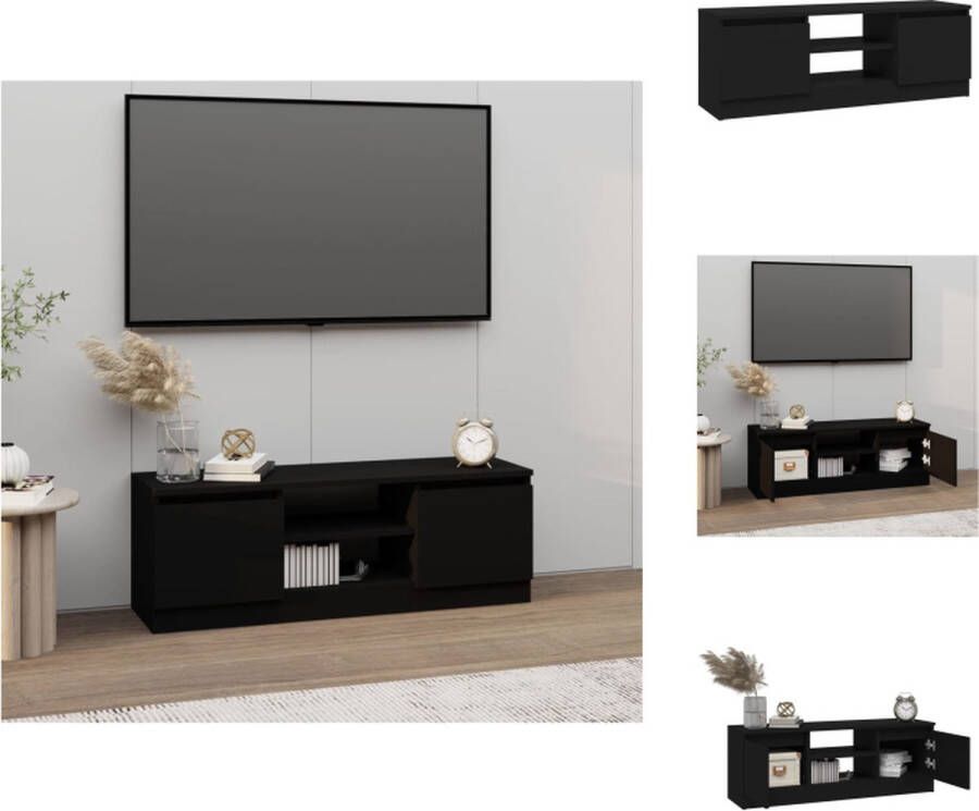 VidaXL Tv-kast Classic Zwart 102 x 30 x 36 cm Stevig hout Ruime opbergruimte Kast