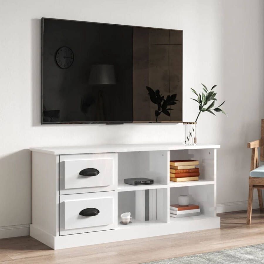 VidaXL TV-kast Exclusief 102x35.5x47.5 cm Hoogglans Wit Kast