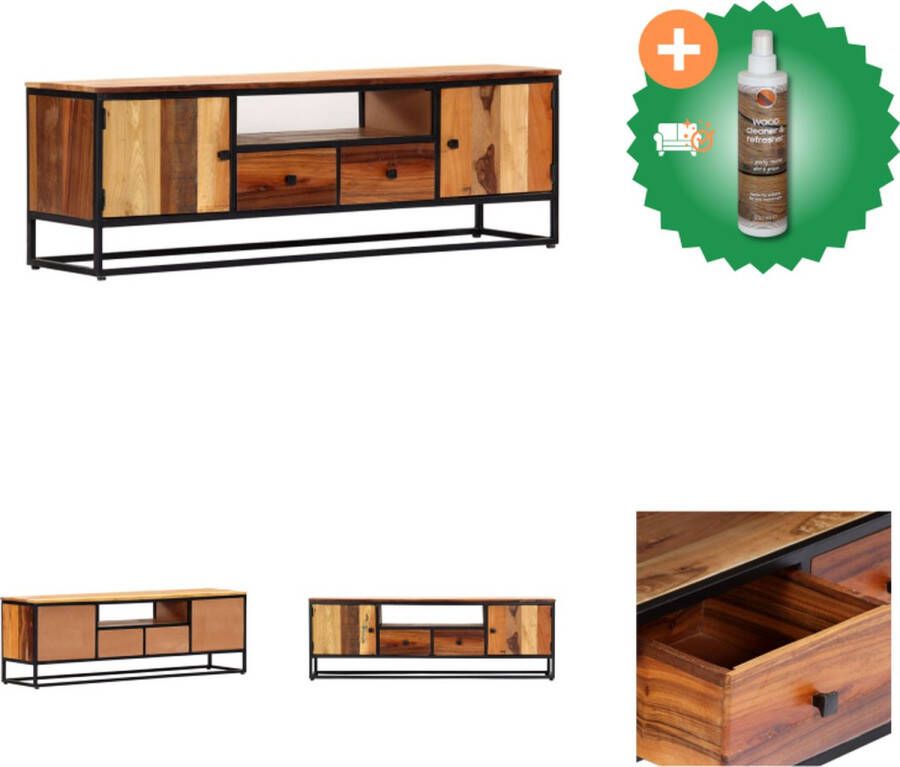 VidaXL Tv-kast Gerecycled hout 120 x 30 x 40 cm 2 deuren 2 lades 1 vak Kast Inclusief Houtreiniger en verfrisser