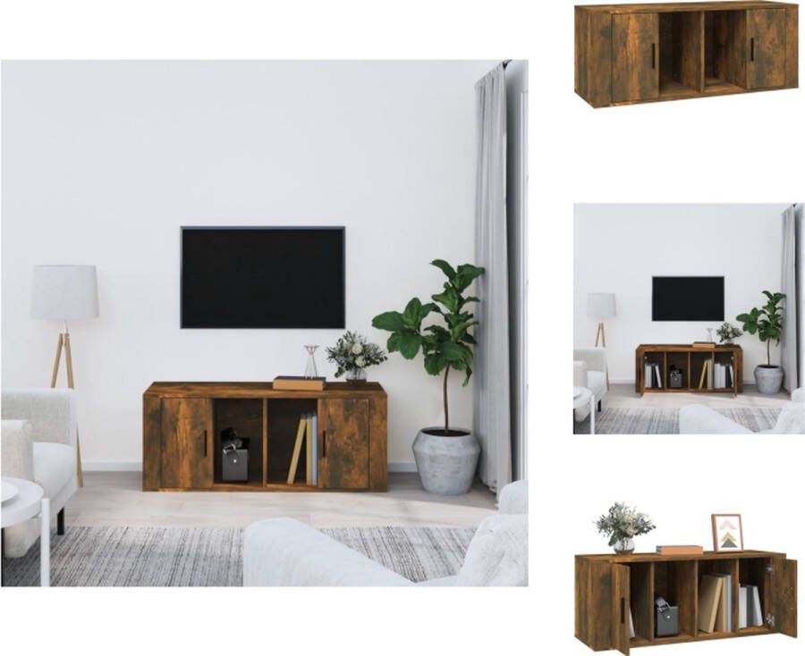 VidaXL Tv-kast Tv-kasten Tv-meubel Met LED-verlichting Tv-meubel 100x35x40 cm bewerkt hout gerookt eikenkleurig - Foto 2