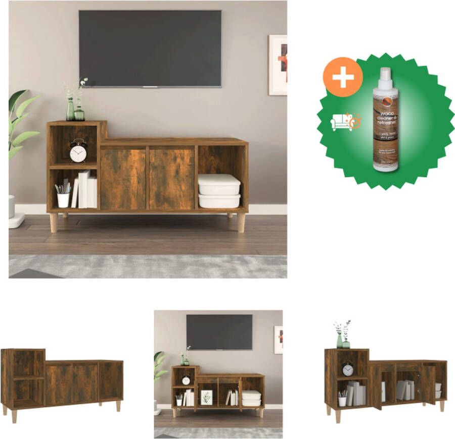 VidaXL Tv-meubel 100x35x55 cm bewerkt hout gerookt eikenkleurig Kast Inclusief Houtreiniger en verfrisser