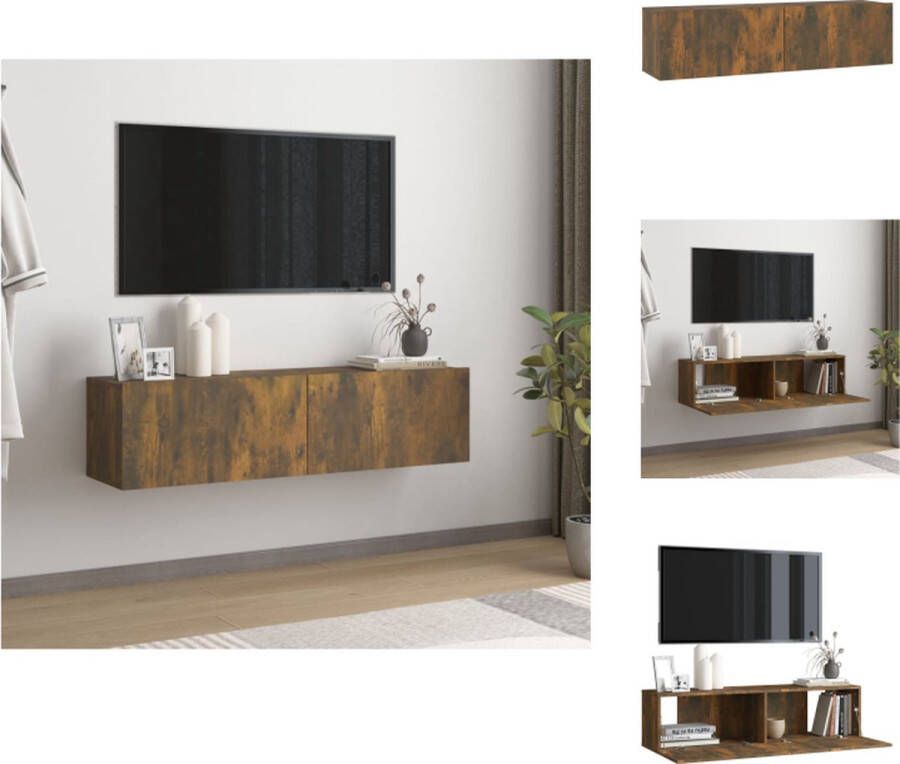 VidaXL Tv-muurkast Tv-muurkasten Tv-steun Tv-meubel Tv-wandmeubel 120x30x30 cm bewerkt hout gerookt eikenkleurig