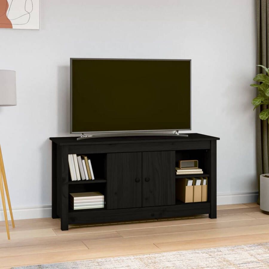 VidaXL Tv-kast Tv-kasten Tv-meubel Hifi-meubel Tv-meubel 103x36 5x52 cm massief grenenhout zwart - Foto 5