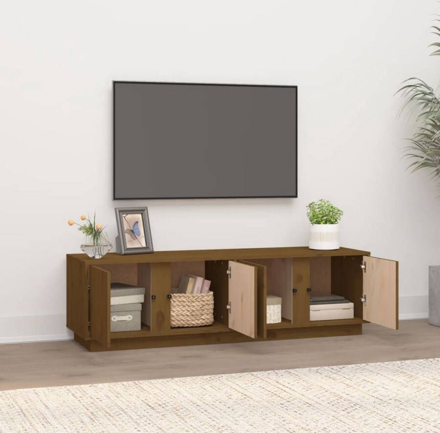VidaXL Tv Kast Tv Kasten Tv Meubel Tv Meubels Tv-meubel 140x40x40 cm massief grenenhout honingbruin - Foto 2