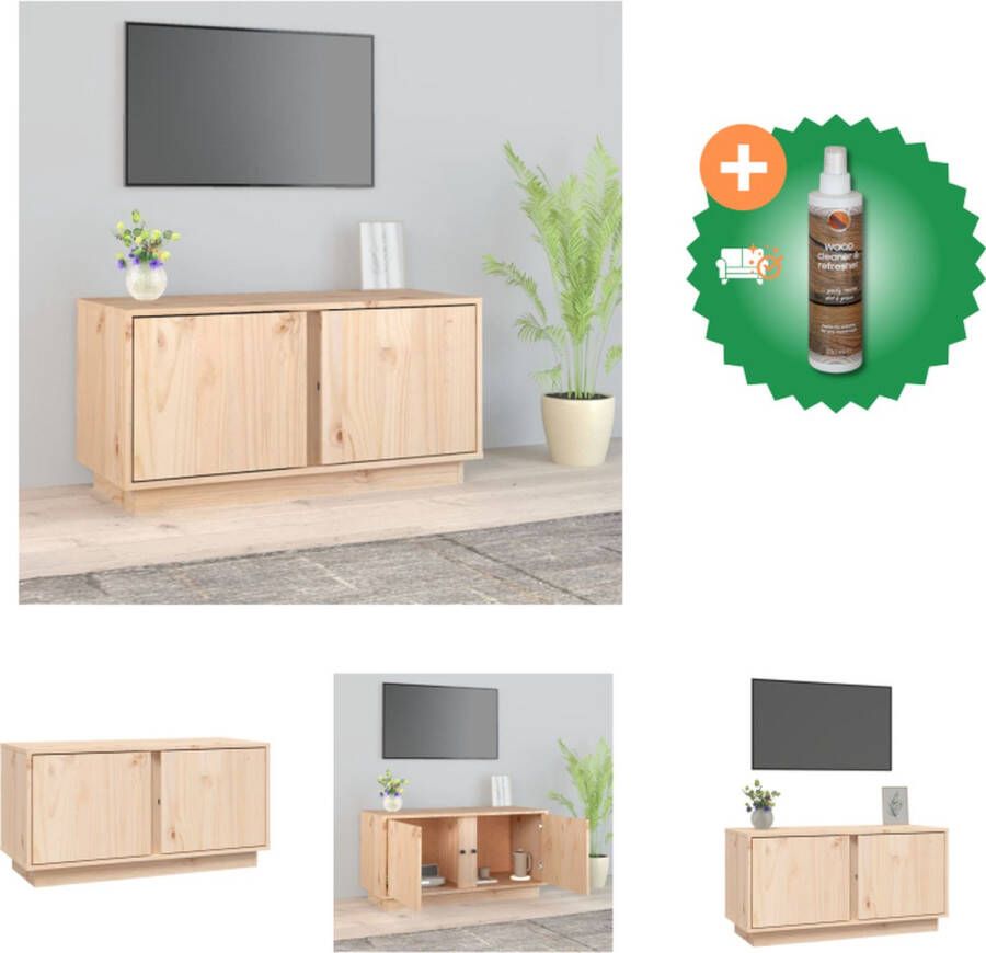 VidaXL Tv-kast Grenenhout 80 x 35 x 40.5 cm Trendy design Kast Inclusief Houtreiniger en verfrisser