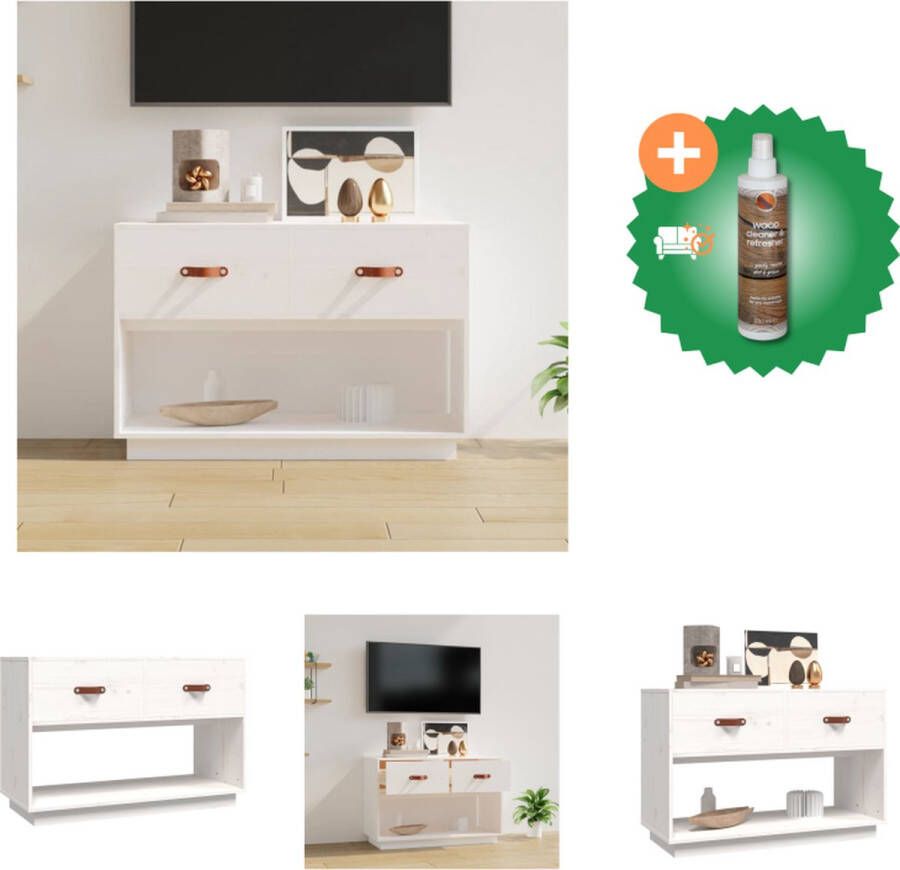 VidaXL Tv-meubel 90x40x60 cm massief grenenhout wit Kast Inclusief Houtreiniger en verfrisser