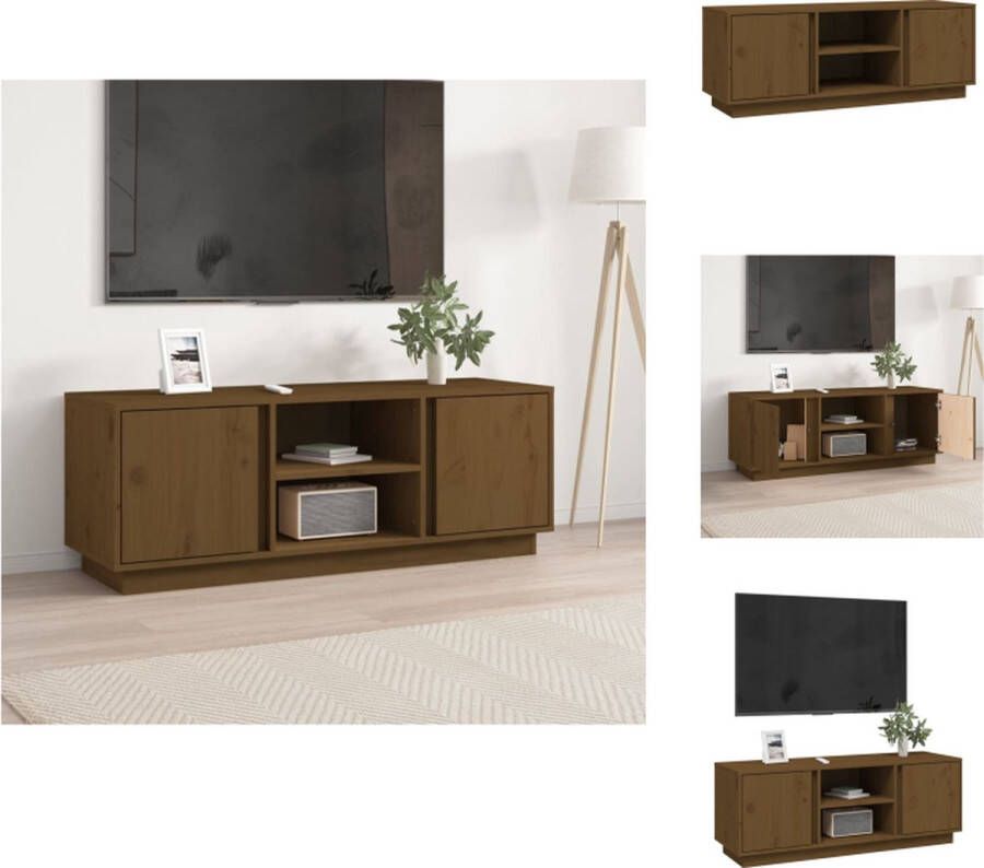 VidaXL Tv Meubel Tv Meubels Tv Kast Tv Kasten Tv-meubel 110x35x40-5 cm massief grenenhout honingbruin