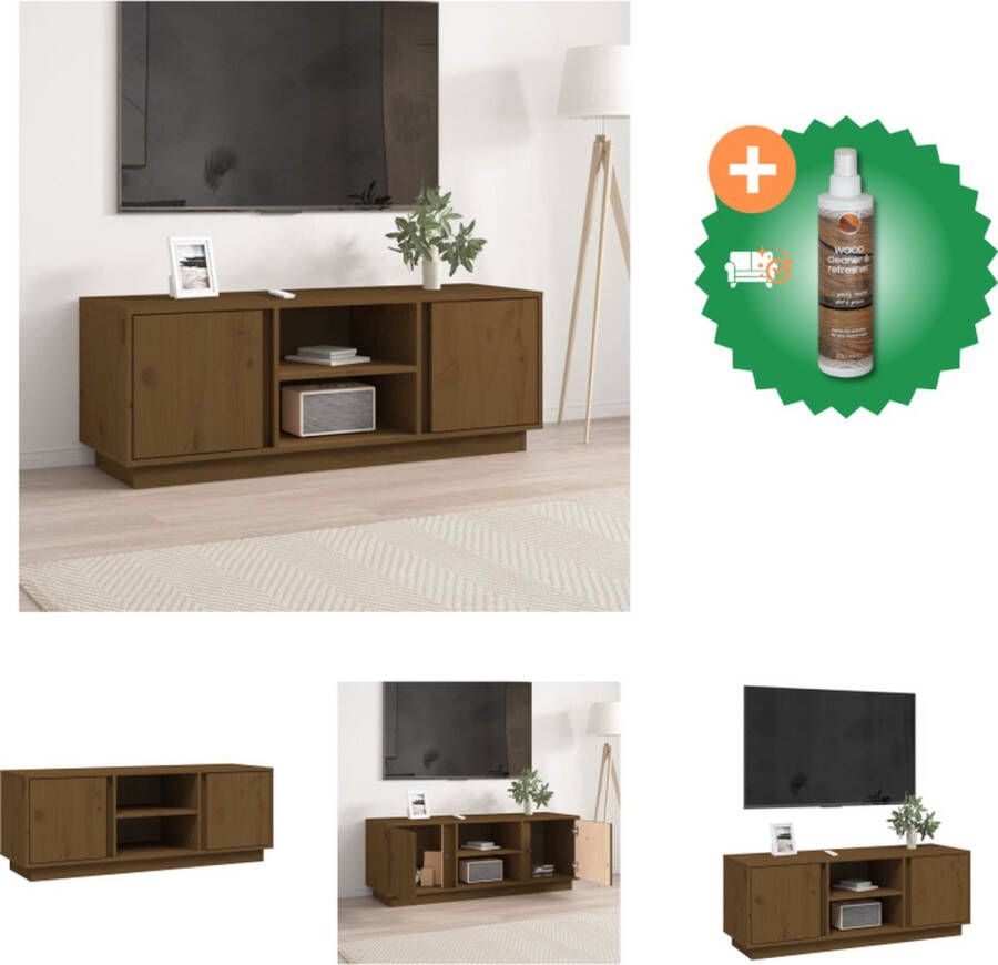 VidaXL Tv-kast Grenenhout Honingbruin 110 x 35 x 40.5 cm Trendy design Kast Inclusief Houtreiniger en verfrisser