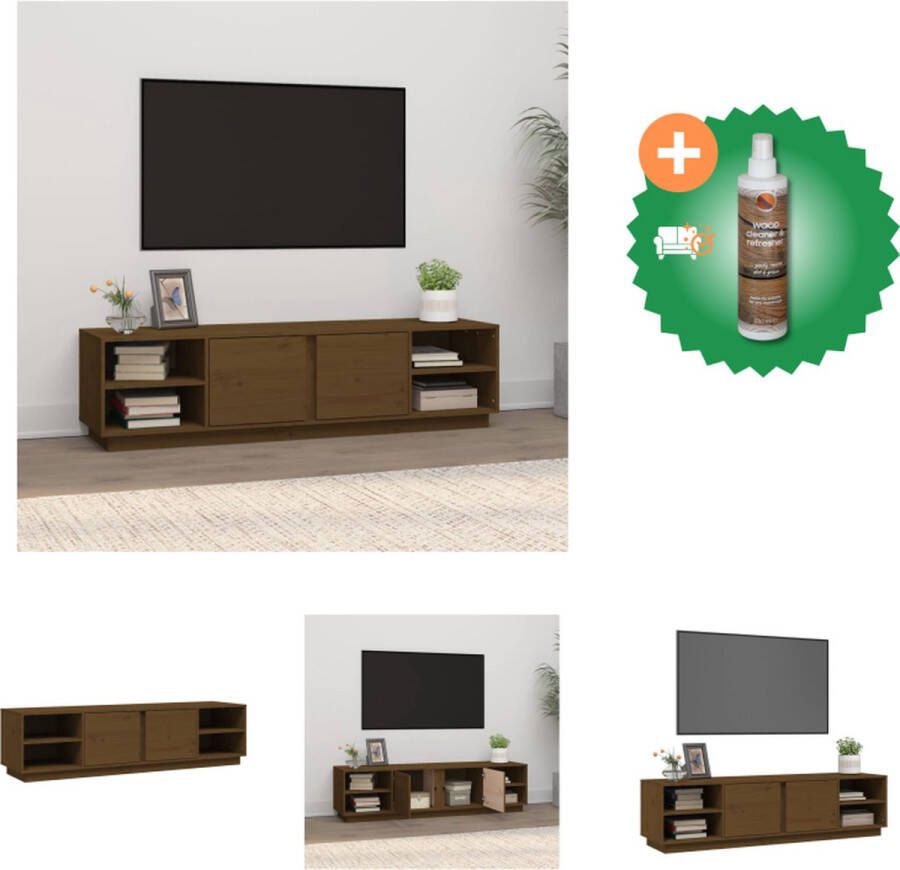 VidaXL Tv-kast Grenenhout Honingbruin 156x40x40 cm Trendy design Kast Inclusief Houtreiniger en verfrisser