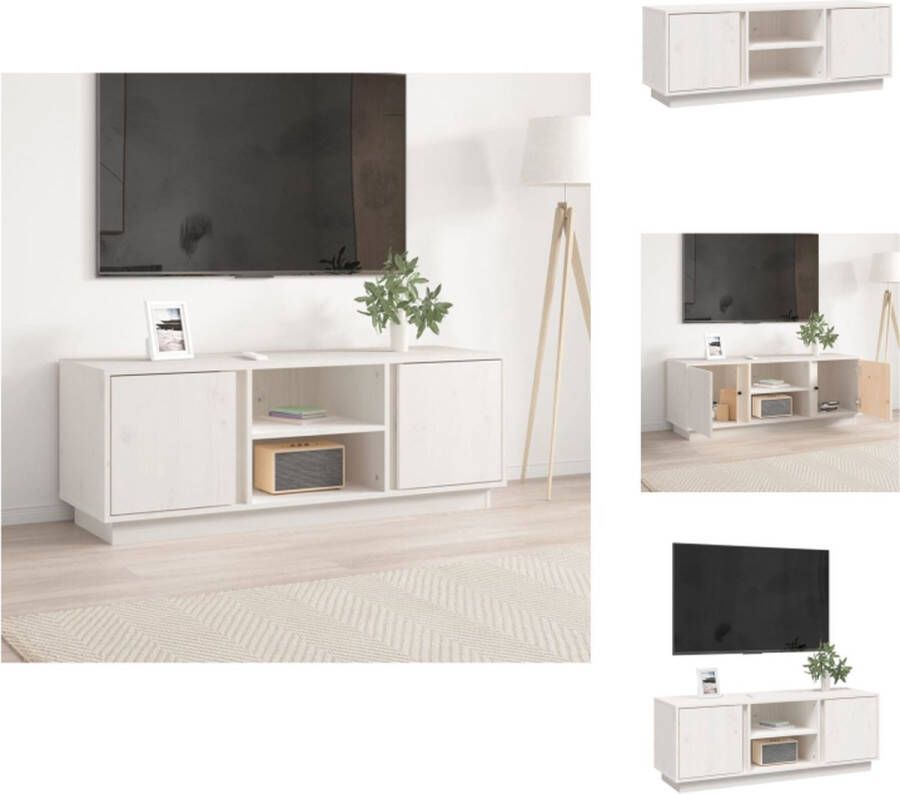 VidaXL Tv Meubel Tv Meubels Tv Kast Tv Kasten Tv-meubel 110x35x40-5 cm massief grenenhout wit - Foto 2