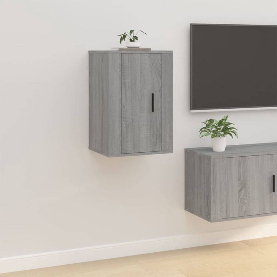 VidaXL TV-kast Grijs sonoma eiken 40 x 34.5 x 60 cm Wandgemonteerd Met opbergruimte Multifunctioneel Kast - Foto 2