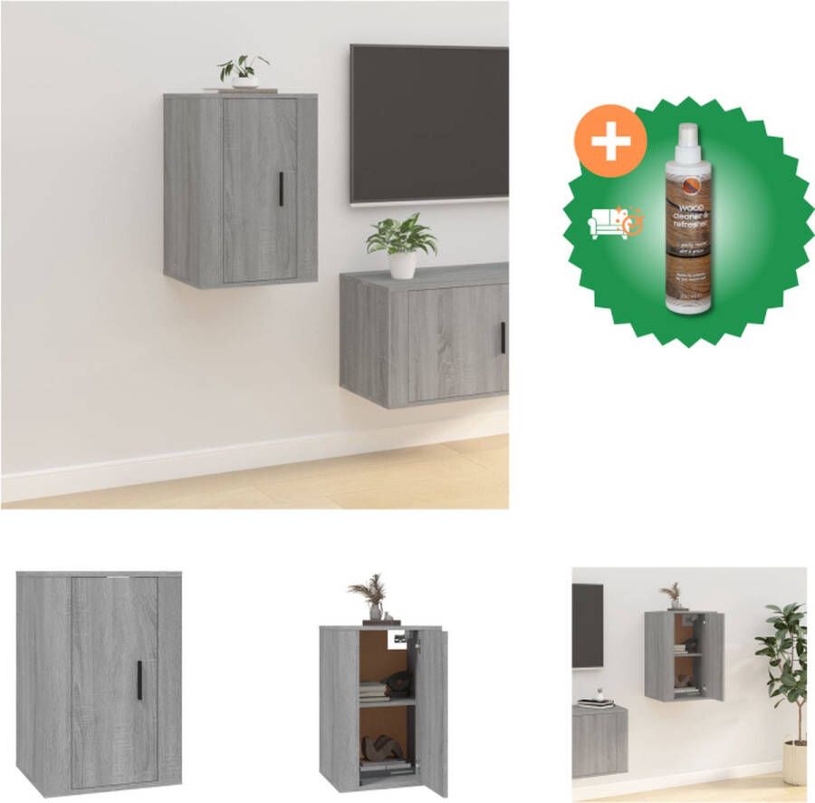 VidaXL TV-kast Grijs sonoma eiken 40 x 34.5 x 60 cm Wandgemonteerd Met opbergruimte Multifunctioneel Kast Inclusief Houtreiniger en verfrisser