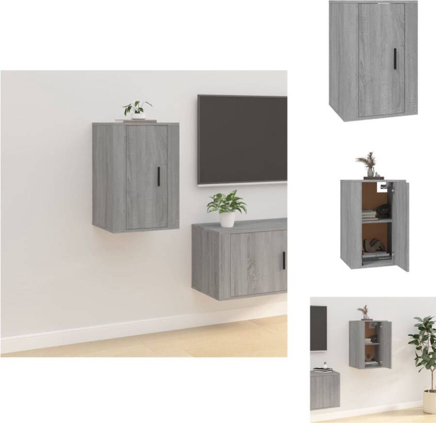 vidaXL TV-kast Grijs sonoma eiken 40 x 34.5 x 60 cm Wandgemonteerd Met opbergruimte Multifunctioneel Kast