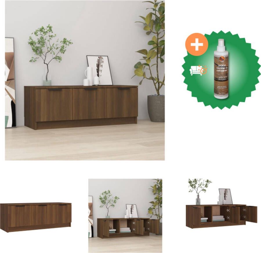 VidaXL Tv-kast Hoge Kwaliteit Bruineiken Bewerkt Hout 102 x 35 x 36.5 cm Kast Inclusief Houtreiniger en verfrisser