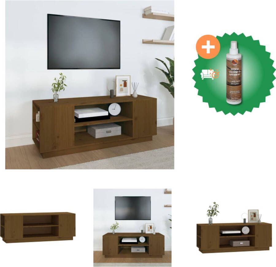VidaXL Tv-kast Grenenhout Honingbruin 110 x 35 x 40.5 cm Trendy design Kast Inclusief Houtreiniger en verfrisser - Foto 2