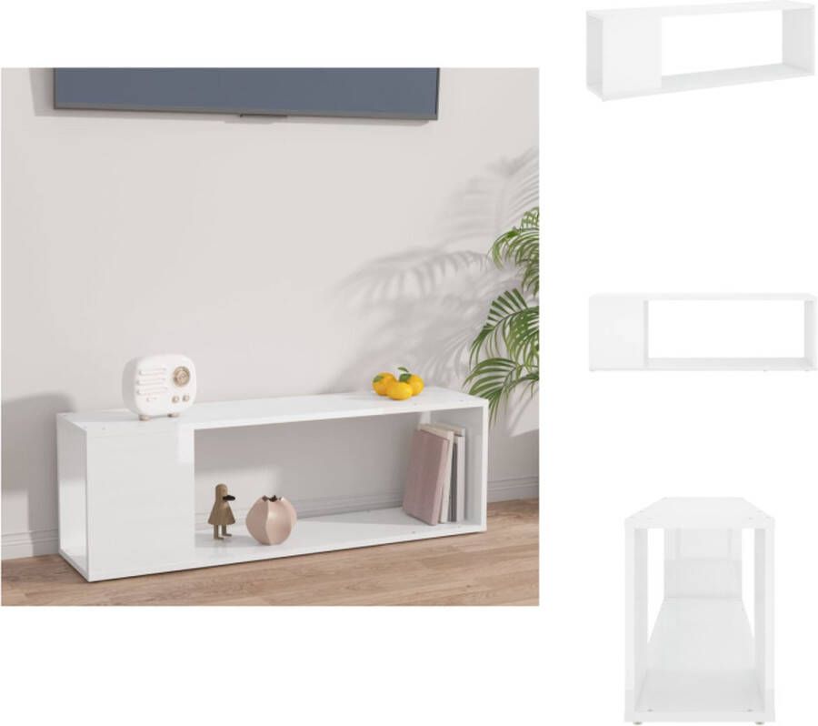 VidaXL Tv-meubel Tv-meubels Tv Meubel Tv Meubels Tv-meubel 100x24x32 cm bewerkt hout hoogglans wit - Foto 2