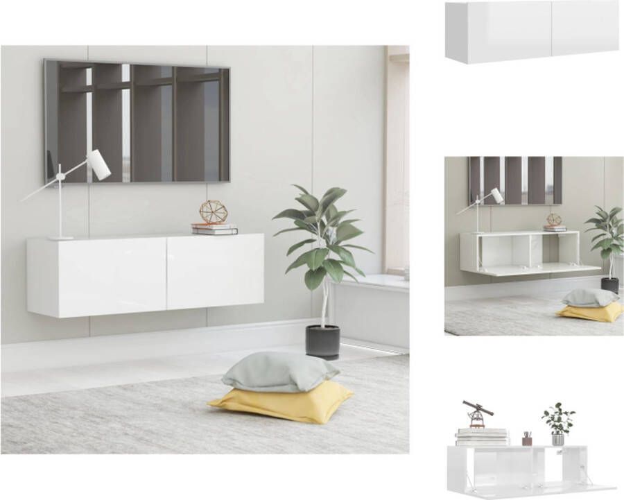 VidaXL Tv-meubel Tv-meubels Tv-meubelen Tv-meubilair Tv-meubel 100x30x30 cm bewerkt hout hoogglans wit