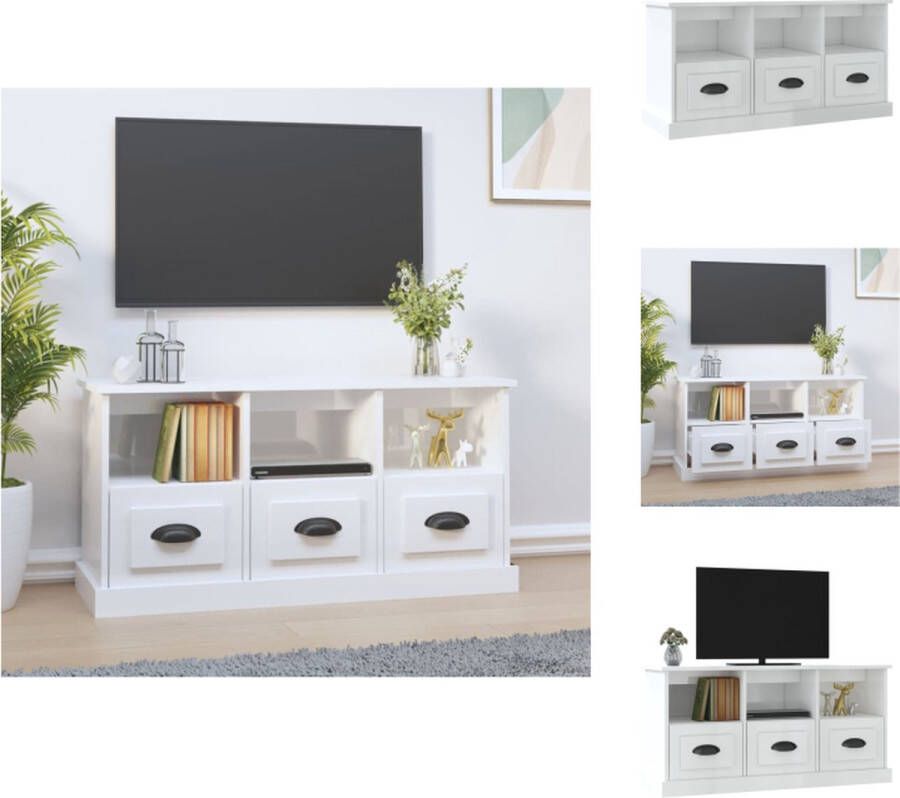 VidaXL Tv-kast Tv-kasten Tv-meubel Hifi-meubel Tv-meubel 100x35x50 cm bewerkt hout hoogglans wit - Foto 2