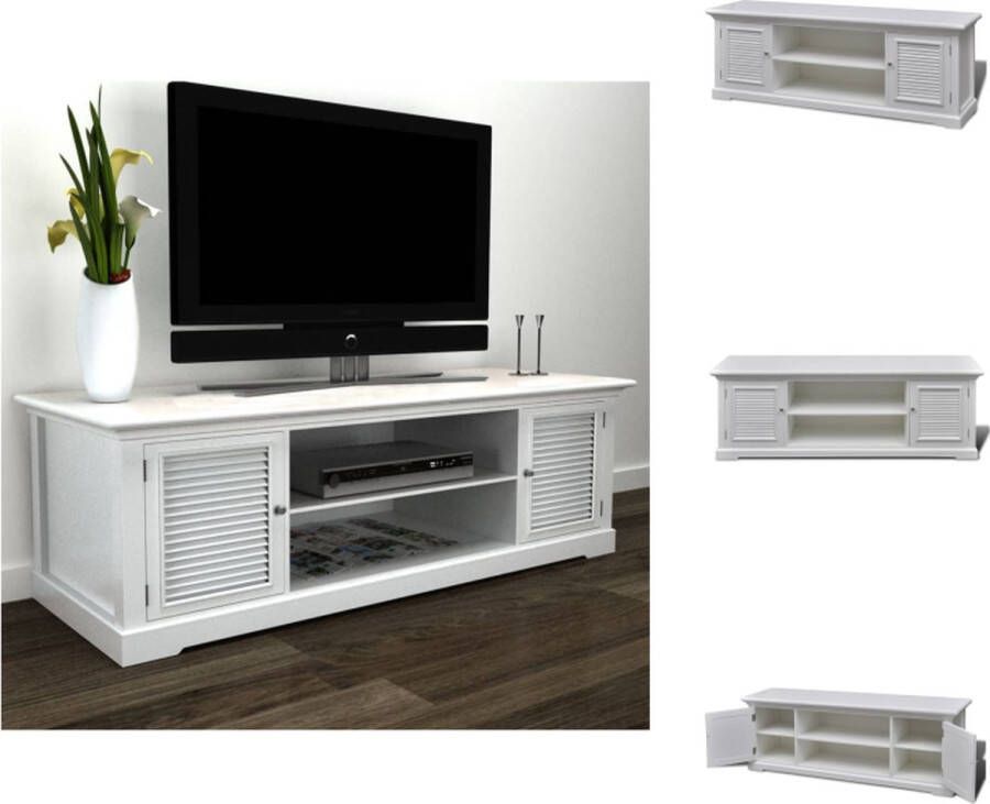 VidaXL Tv-meubel Wit Hout MDF en Grenen TV Kast Houten TV Kast Vintage TV Kast Scandinavische TV Kast Moderne TV Kast - Foto 3