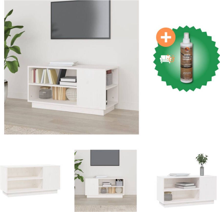 VidaXL Tv-meubel 80x35x40-5 cm massief grenenhout wit Kast Inclusief Houtreiniger en verfrisser