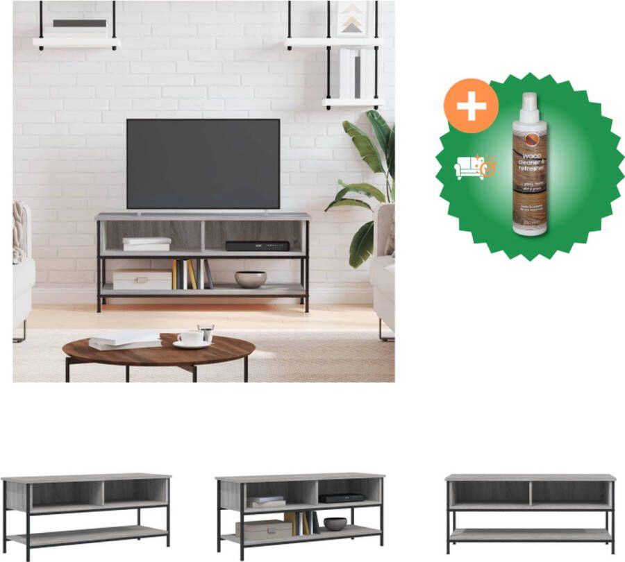 VidaXL Tv-meubel 100x35x45 cm bewerkt hout grijs sonoma eikenkleurig Kast Inclusief Houtreiniger en verfrisser