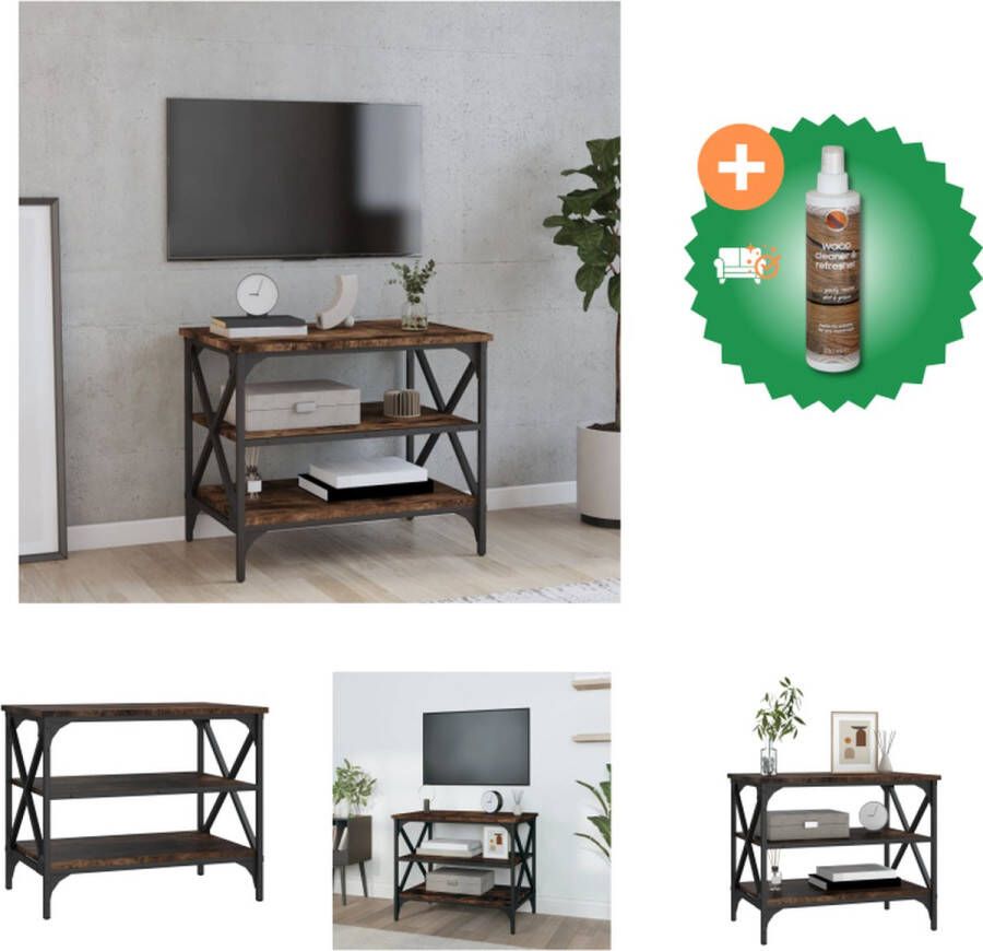 VidaXL Tv-kast Industrieel 60x40x50 cm Gerookt eiken Duurzaam hout en ijzer Tafel Inclusief Houtreiniger en verfrisser