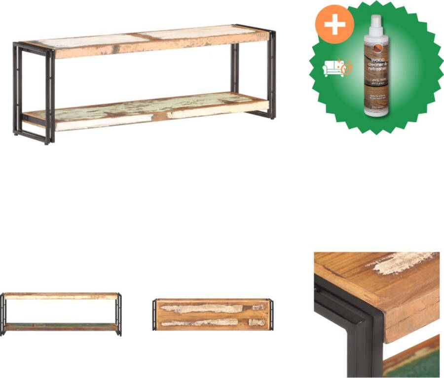 VidaXL Massief Mangohouten TV-kast 120x30x40 cm Gerecycled hout Met 2 deuren 2 lades en 2 vakken Kast Inclusief Houtreiniger en verfrisser
