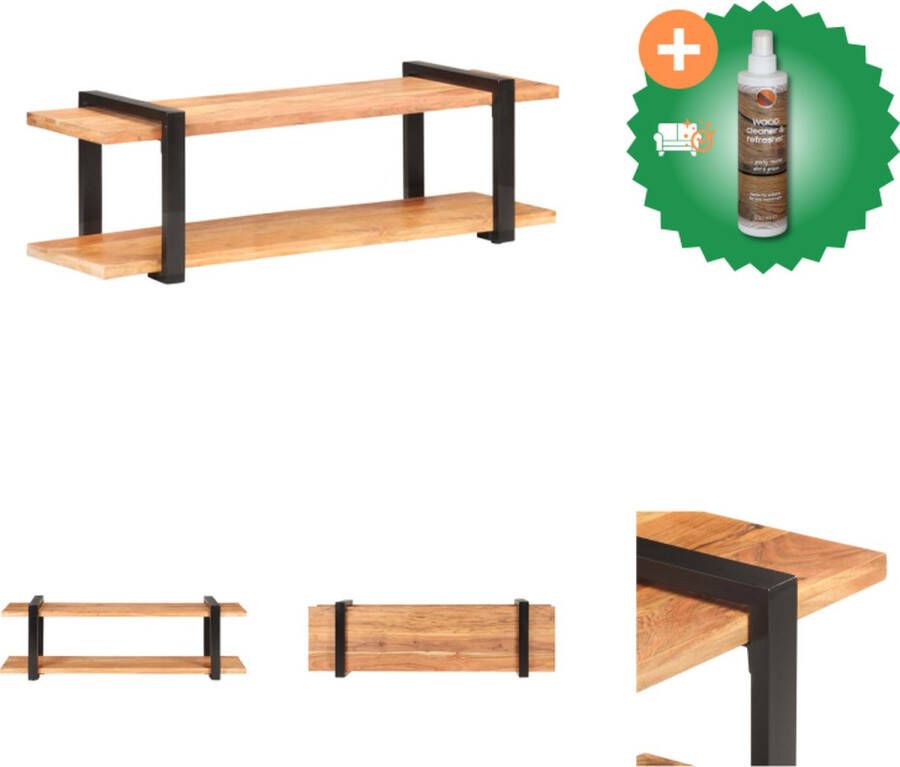 VidaXL Tv-kast Industriële Stijl 130 x 40 x 40 cm Massief Acaciahout Gepoedercoat Ijzer Kast Inclusief Houtreiniger en verfrisser