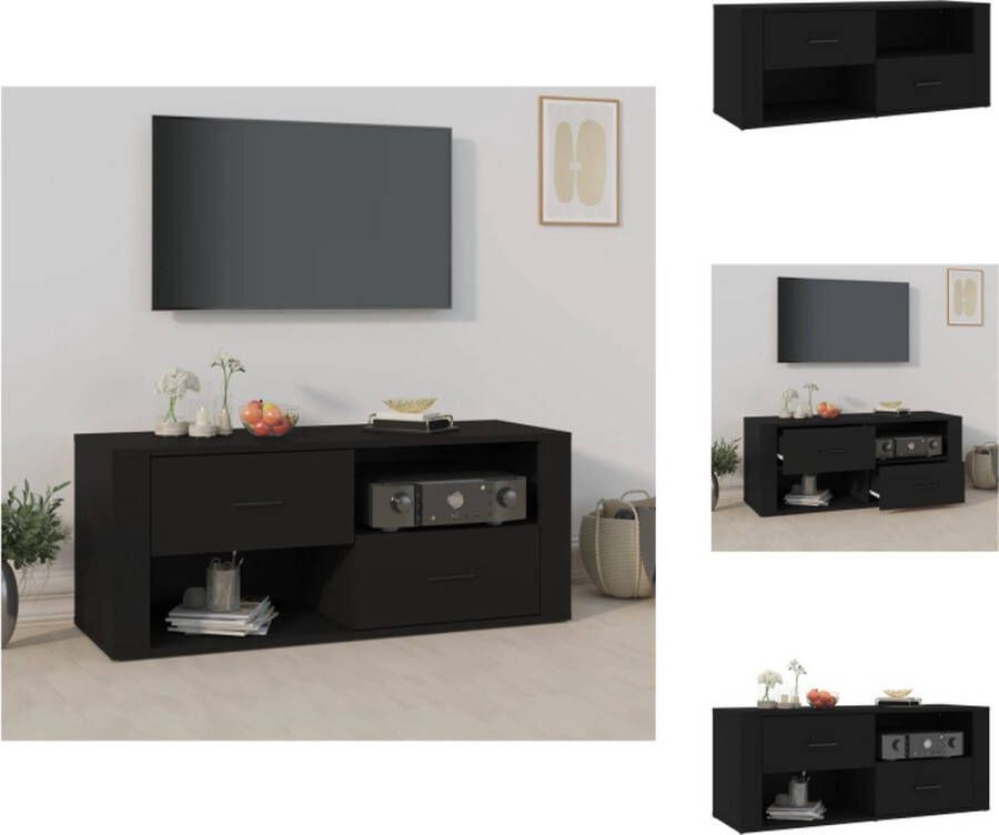 VidaXL Tv-meubel Tv-meubels Tv-standaard Tv Unit Tv-meubel 100x35x40 cm bewerkt hout zwart - Foto 2