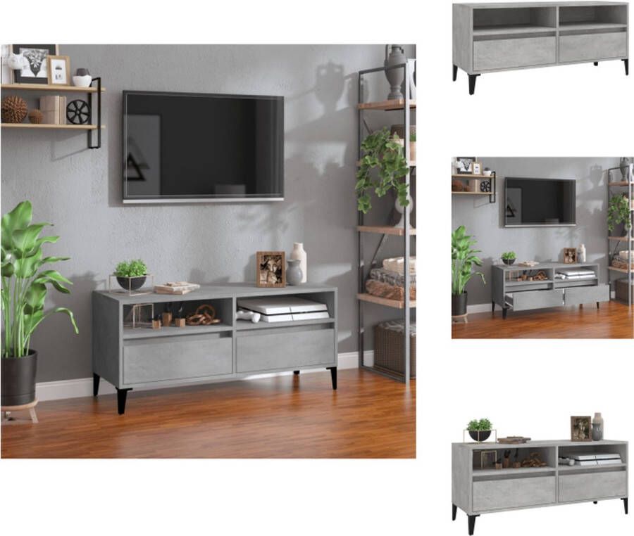 VidaXL Tv-kast Tv-kasten Tv Kast Tv Meubel Tv-meubel 100x34 5x44 5 cm bewerkt hout betongrijs - Foto 2