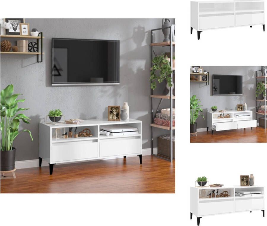 vidaXL TV-kast klassiek design veel opbergruimte hoogglans wit 100 x 34.5 x 44.5 cm Kast