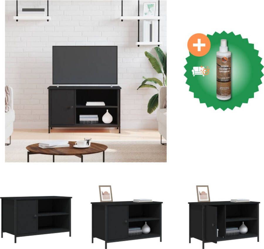 VidaXL Tv-kast Klassiek design Voldoende opbergruimte Ijzeren poten Uitstalfunctie Zwart Bewerkt hout en ijzer 80x40x50 cm Kast Inclusief Houtreiniger en verfrisser