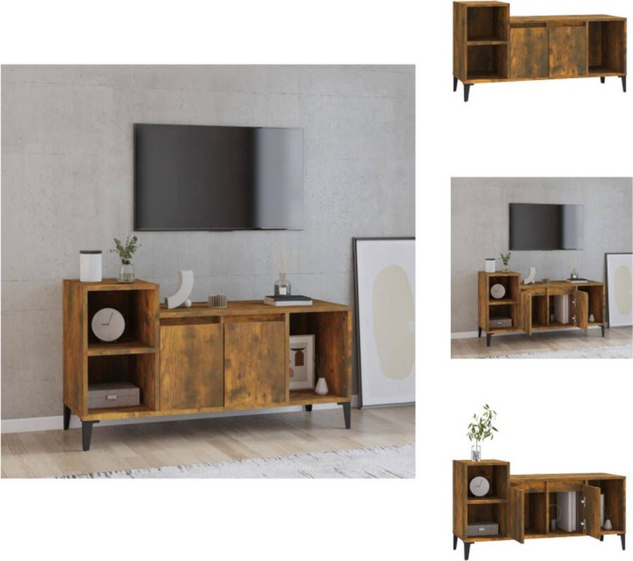 VidaXL Tv-kast Tv-kasten Tv-meubel Met LED-verlichting Tv-meubel 100x35x55 cm bewerkt hout gerookt eikenkleurig - Foto 2