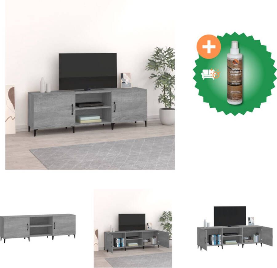 VidaXL Tv-meubel 150x30x50 cm bewerkt hout grijs sonoma eikenkleurig Kast Inclusief Houtreiniger en verfrisser