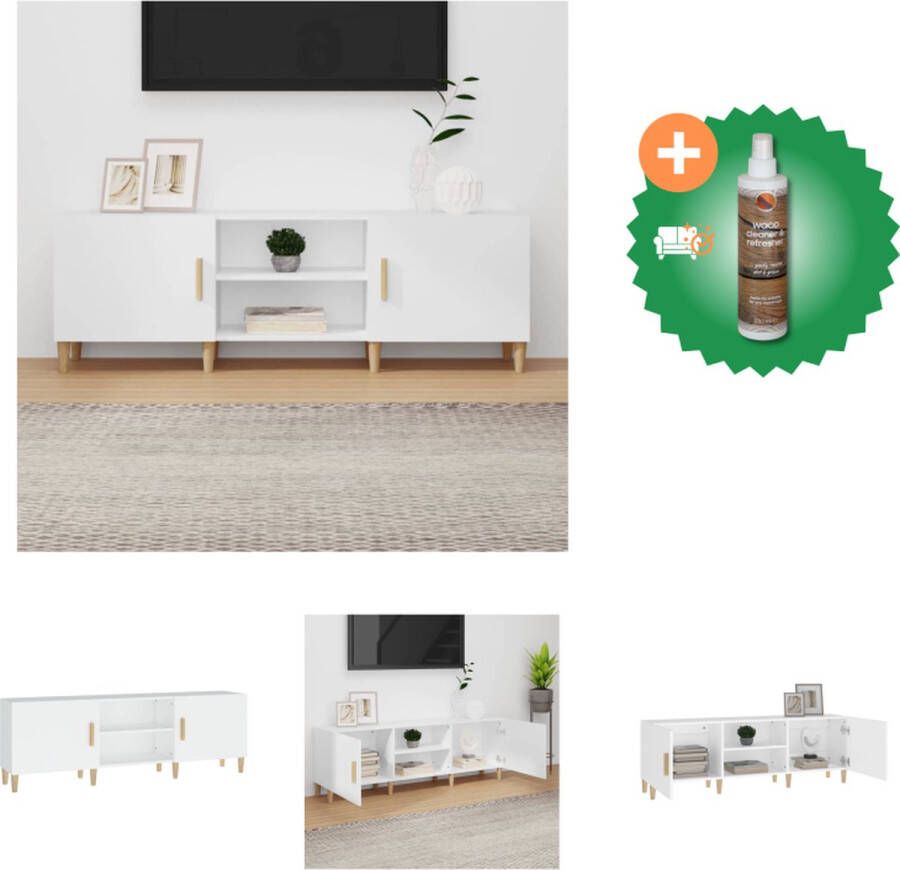 VidaXL Televisiekast Trendy Design 150 x 30 x 50 cm Wit Bewerkt Hout en IJzer Kast Inclusief Houtreiniger en verfrisser