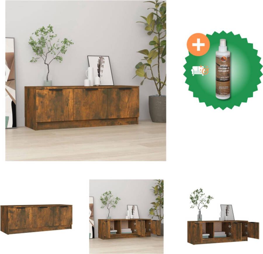 VidaXL TV-kast Klassiek Tv-meubel Afmetingen- 102 x 35 x 36.5 cm Kleur- Gerookt eiken Kast Inclusief Houtreiniger en verfrisser