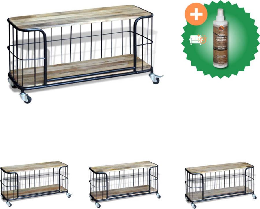 VidaXL Tv-kast Mangohout 100 x 40 x 45 cm Industrieel ontwerp Kast Inclusief Houtreiniger en verfrisser