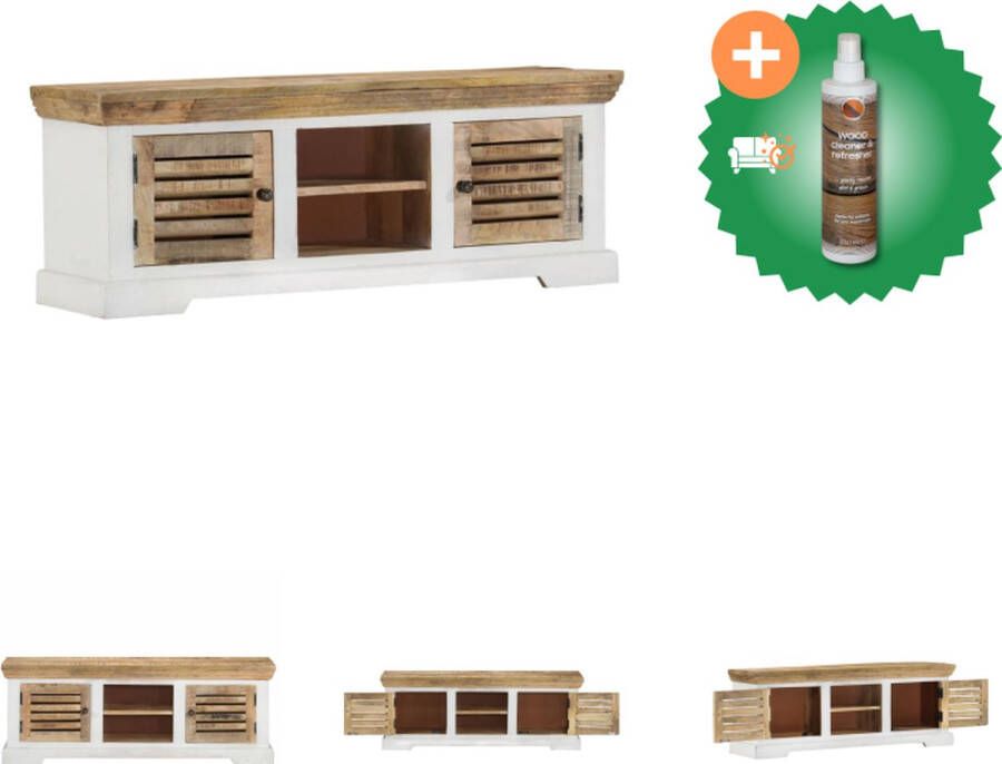 VidaXL Televisiemeubel Mango Hout 110x30x40cm Gepolijst en Geverfd Kast Inclusief Houtreiniger en verfrisser - Foto 2